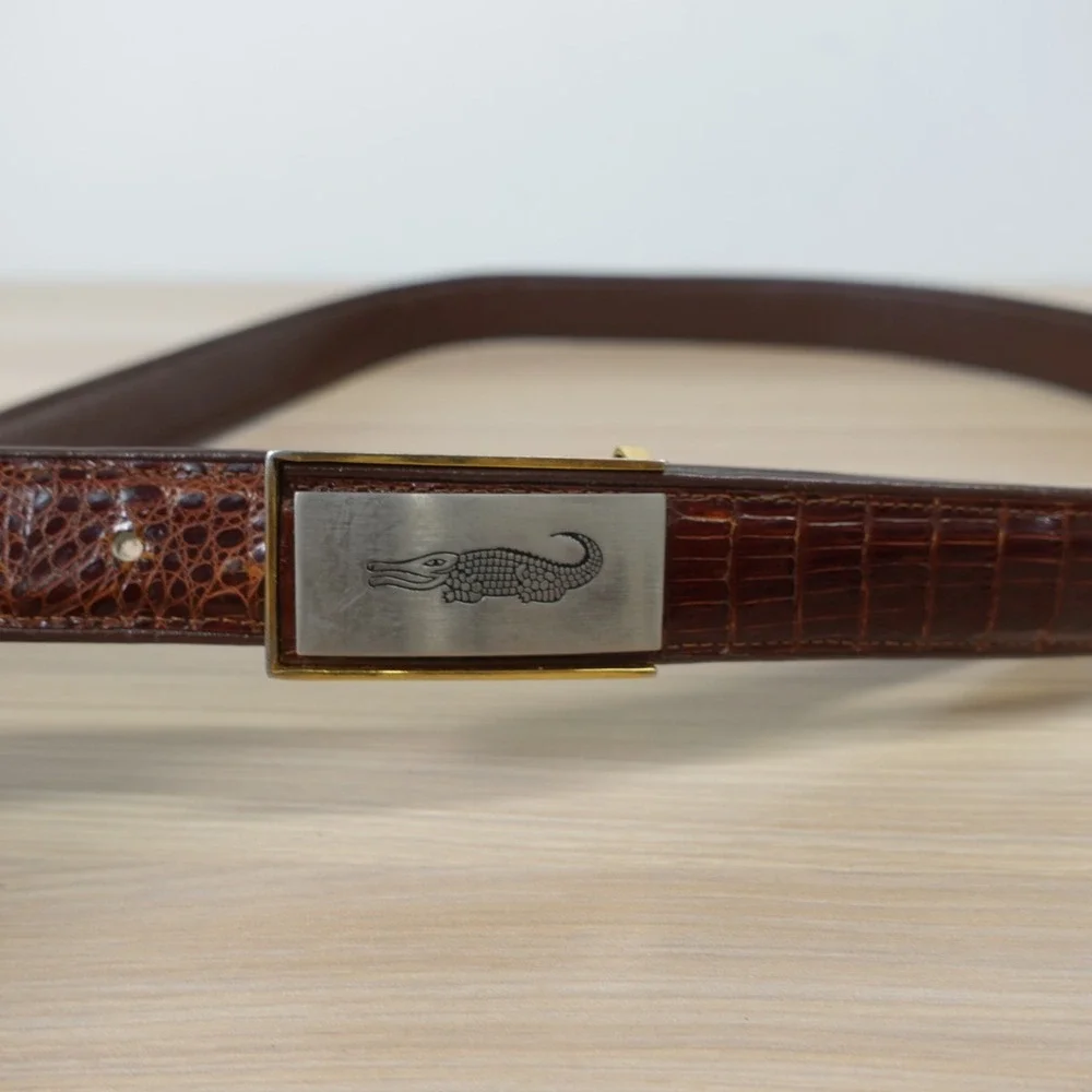 Genuine Crocodile Leather Belt 40 LARGE Brown Hornback Alligator PREMIER IMAGE